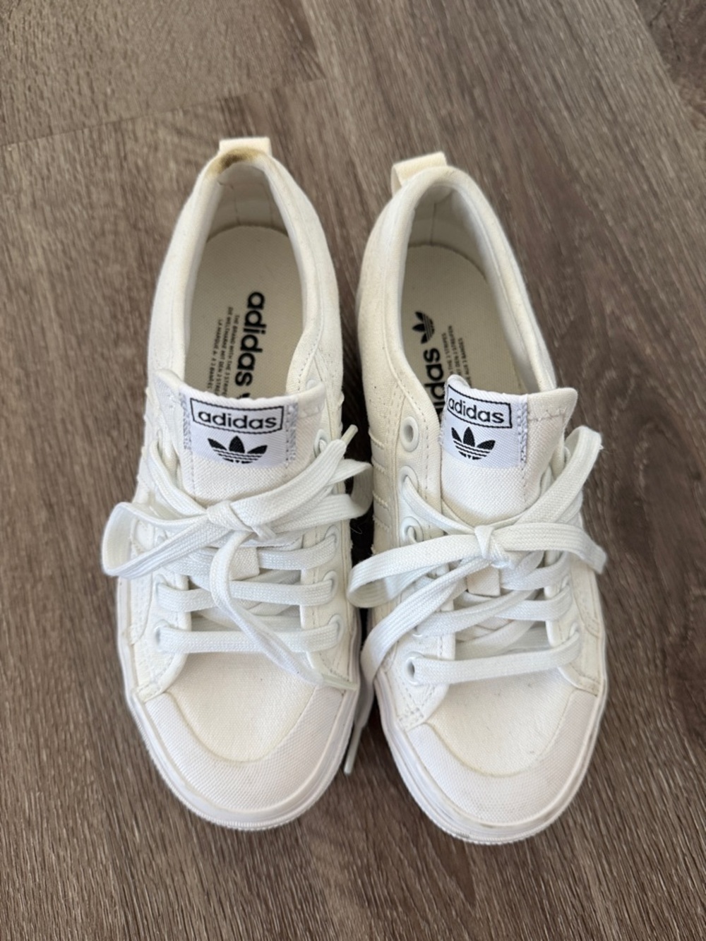 adidas Cream Canvas Low-Top Sneakers with Trefoil Tag